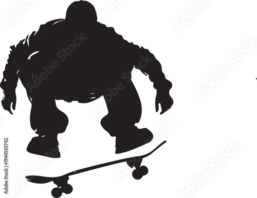 Silhouette of a skateboarder performing a trick in mid-air