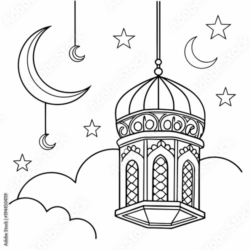 A lantern with crescent moons and stars