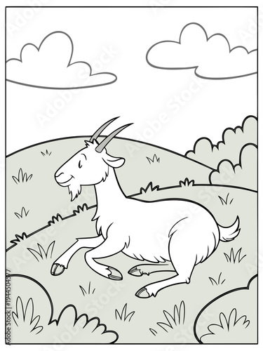 A goat is running through a grassy field