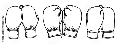 Boxing gloves set with flat vector icon style featuring bold outlines, vintage leather, sports symbol with illustration and icon