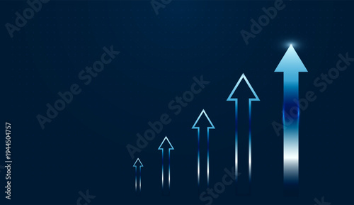 The Bright Grow Multiple Grow arrows move upward together, representing steady progress in technology, Finance stability, and Business development vector arrows