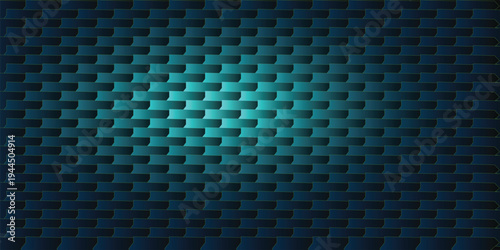 Abstract 3D background with turquoise fluid link pattern and bright center circular spotlight