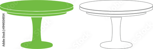 Green and white compact dining table silhouettes