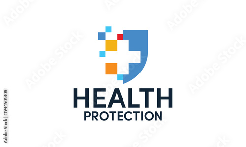 Health Protection logo. Abstract Shield logo design vector template