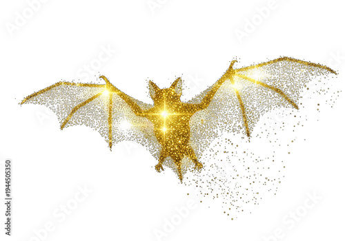 Golden glowing moth with intricate wings and antennae isolated on transparent background
