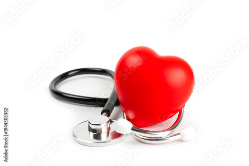 Cardiology. Stethoscope heart. doctor's stethoscope isolated on white background, hospital life insurance concept, World Heart Health Day. Doctor Day. Medical assistance. Heart disease. Heart attack. 