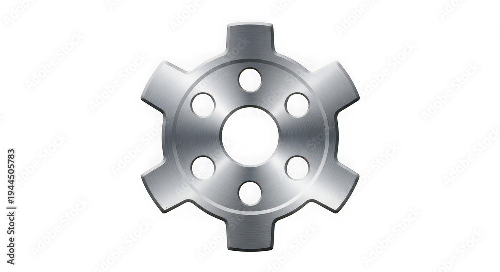 Fototapeta premium Stylish metallic gear wheel symbol with intricate design isolated on transparent background