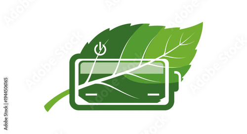 Eco Friendly Energy Source Concept with Leaf Battery Illustration