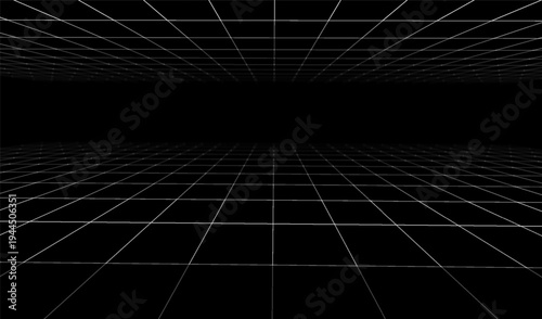 3d design digital for background grid line and abstract technology perspective. Futuristic light vector for geometric cyber floor and graphic space virtual. 3d game illustration for background.