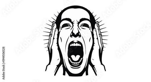 Stressed Man Screaming Vector Illustration