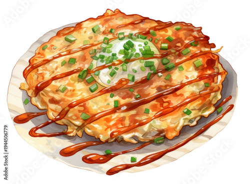 PNG Okonomiyaki food pizza meal dish.