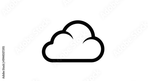 Clean black outline cloud icon representing technology, data storage, internet, weather, and digital services concept