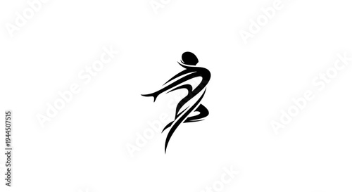 Dynamic Abstract Human Silhouette Logo Graphic for Movement, Dance, Energy, Freedom, Fitness, and Wellness Concepts