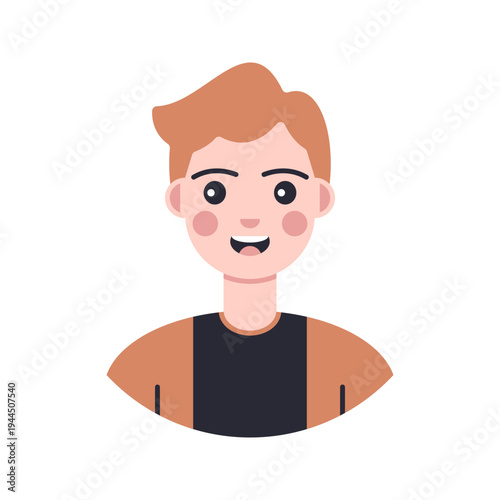 Male Avatar Blonde Hair Flat design style, smiling man with short blonde hair representing a friendly male profile character, ideal for user icons, profile graphics, and digital identity designs.