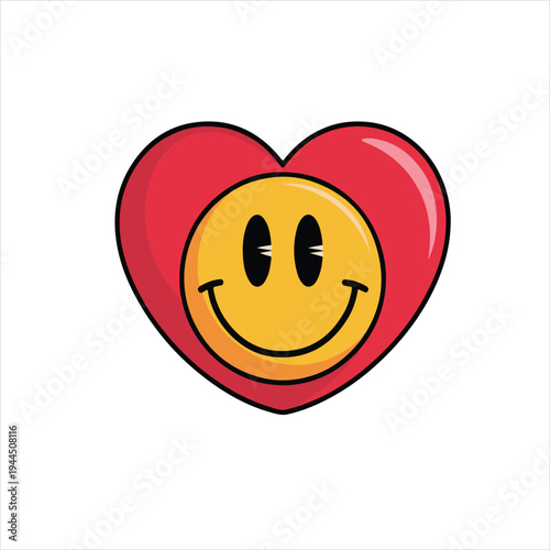 love smile emoji vector illustration on white background,  love joy emoji icon.