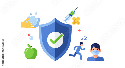 Health & Immunity Shield: Essential Wellness Practices including Vaccination, Hygiene, Exercise, Nutrition, and Prevention Against Illness