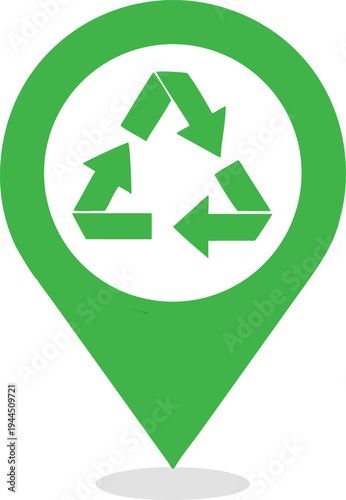 Green Recycling Symbol Location Pin Icon Eco-Friendly Navigation Sustainability Concept  Graphic