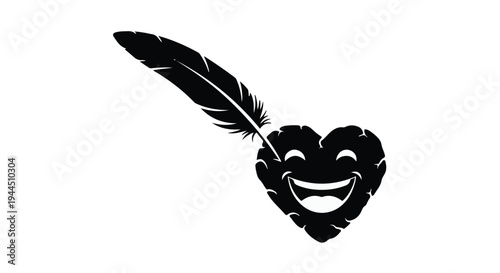 Heart with Emoji Face and Leaf Vector Illustration