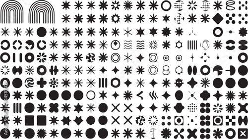 Abstract geometric shapes collection for modern graphic design projects featuring diverse minimalist elements and symbols