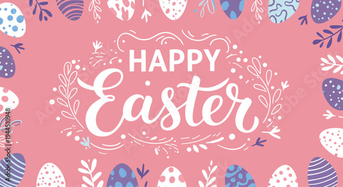 Celebrate the holiday with a seamless Easter pattern featuring eggs and vintage heart illustrations for a happy celebration greeting card design