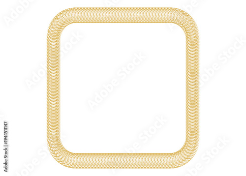Security guilloche border for money certificates and bank documents. Intricate passport frame with watermark patterns, rosettes, and authentic guilloche ornamental details.