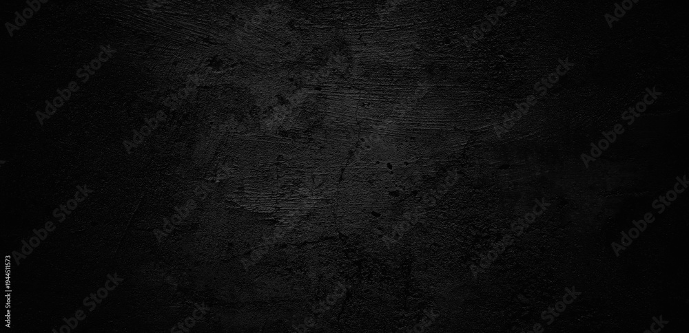 Fototapeta premium Dark scary black grunge textured concrete stone wall background. Old black wall texture cement