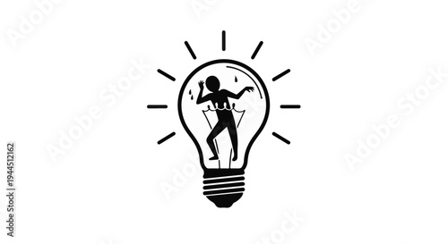 Man Inside Light Bulb Idea Concept Vector Illustration