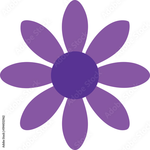 Purple Daisy Flower Icon with White Background Simple Vector Illustration