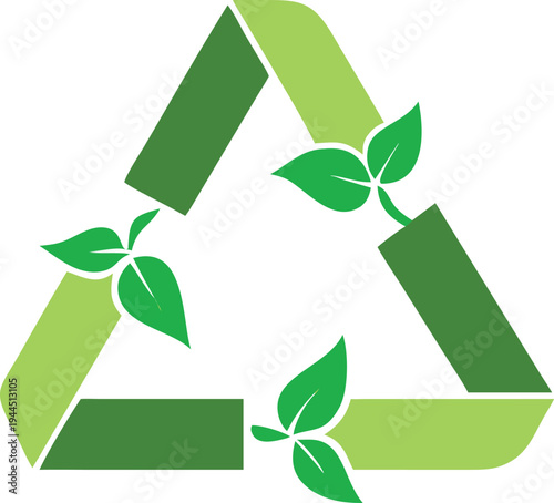 Recycling Symbol with Green Leaves Growing Eco Friendly Concept Sustainable Living