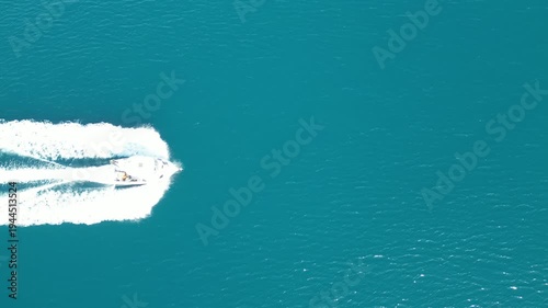 Montenegro. The boat moves quickly on the water, creating waves