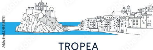 Italian coastal town with cliffside buildings and a church overlooking the sea