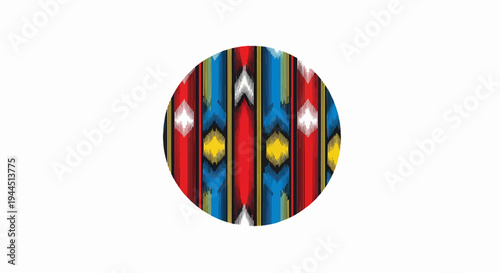 Vibrant circular pattern with vertical stripes and diamond shapes