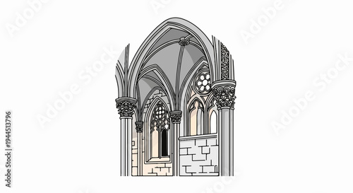 Ornate vaulted interior with pointed arches, columns, and stained glass windows