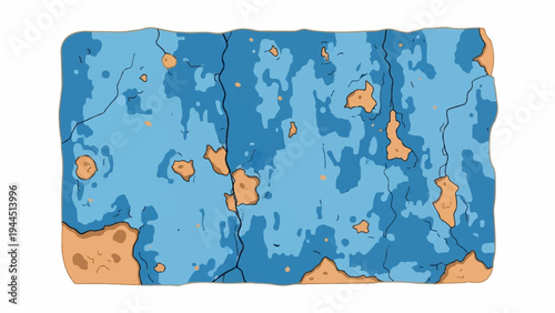 A stylized, abstract representation of cracked earth with patches of light and dark blue