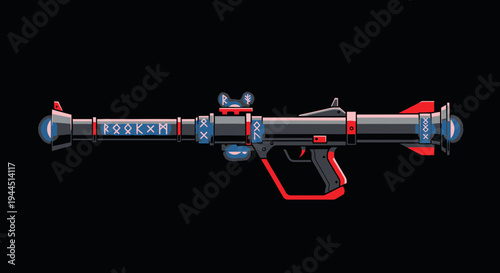 Futuristic Weapon Design, Art Style Sci-Fi Gun Illustration