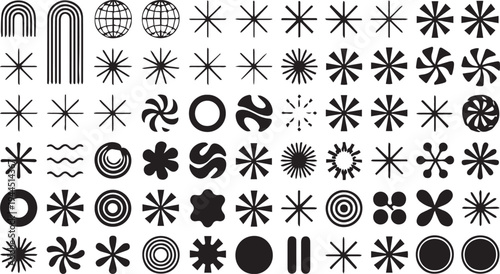 Diverse Collection of Abstract Geometric Shapes and Radial Patterns for Modern Graphic Design Projects