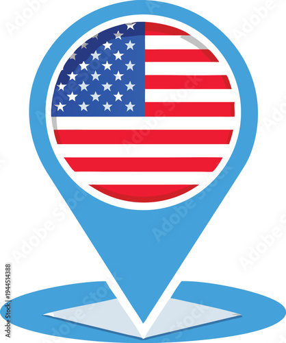 United States Flag Location Pin Navigation Symbol Travel and Tourism Concept