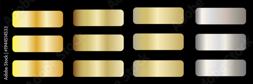 Collection of gold silver bronze and rose gold gradient texture background vector