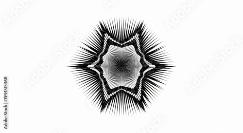 Abstract radial burst of sharp, dark lines against a white background