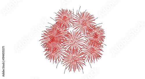 Cluster of red, spiky bursts with black accents on a white background
