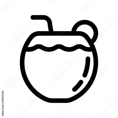 Coconut drink illustration line icon from digital nomad icon set
