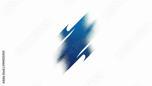 Abstract blue brush stroke with halftone texture