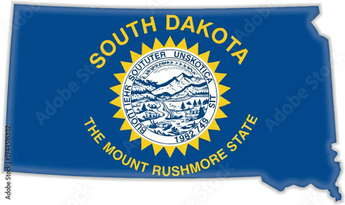 South Dakota state flag within its outline