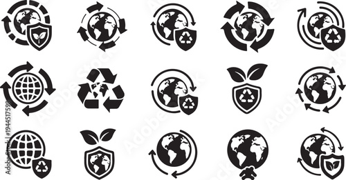 Eco Friendly Icons for Sustainable Living and Environmental Protection