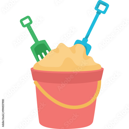 Bucket Filled with Sand Illustration