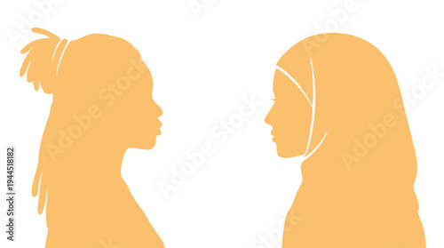Population and society with different people. Women Communication crowd of families and multiethnic people and different cultures.Sociology.Crowding and density of people.Silhouette profile