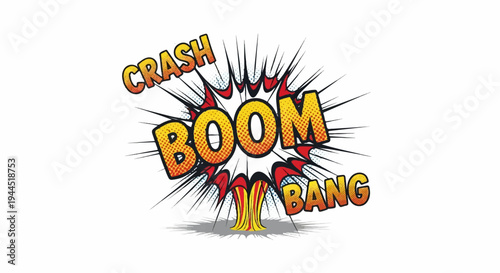 Comic book style sound effect for explosion with text