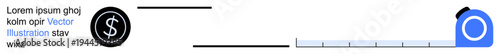 Business growth, financial management, budgeting, goal tracking, performance analysis, progress measurement. Black dollar sign and progress scale. Financial management and budgeting concept