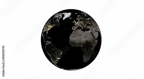 Glowing Earth at night with continents illuminated by city lights