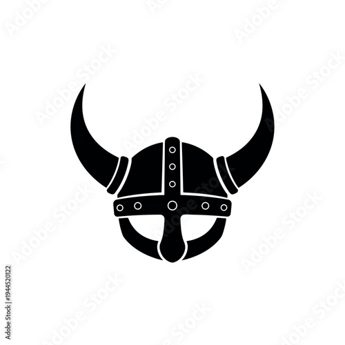 Viking Helmet Flat Silhouette Vector Graphic